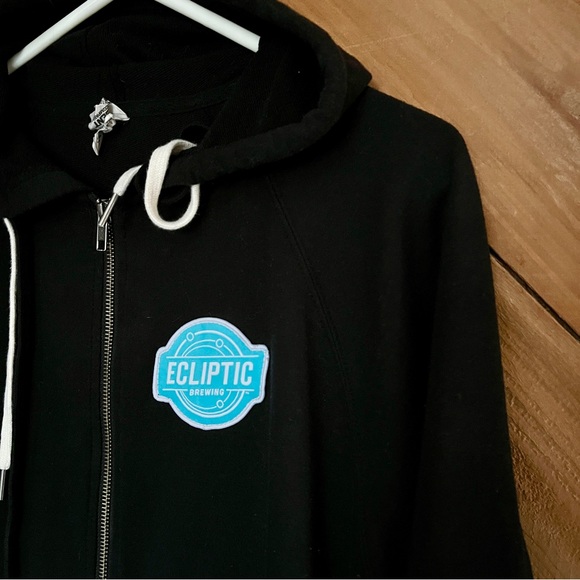 Ecliptic Brewing Black Zip-up Hoodie Size Small, Unisex fit - Picture 6 of 9